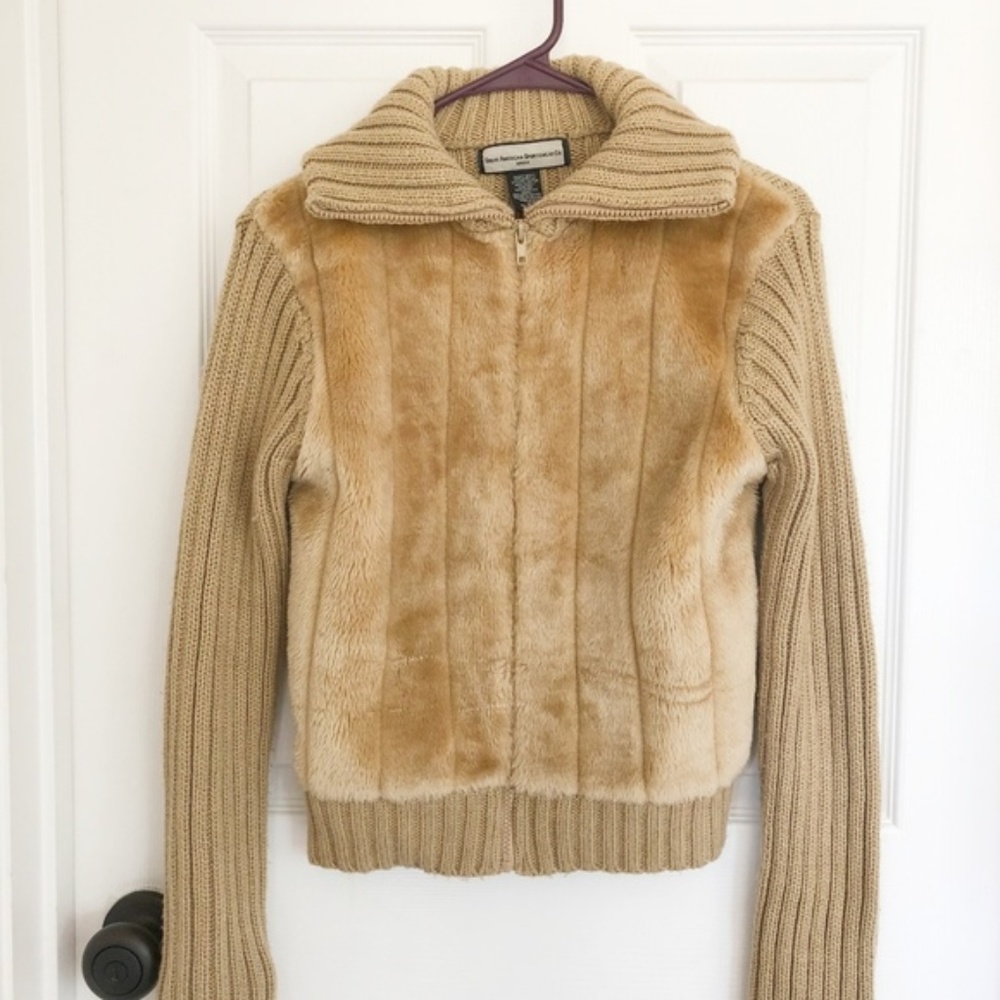 GASC Faux Fur & Chunky Knit Sweater